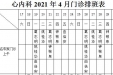 2021年4月份下半月专家及普通门诊坐诊表